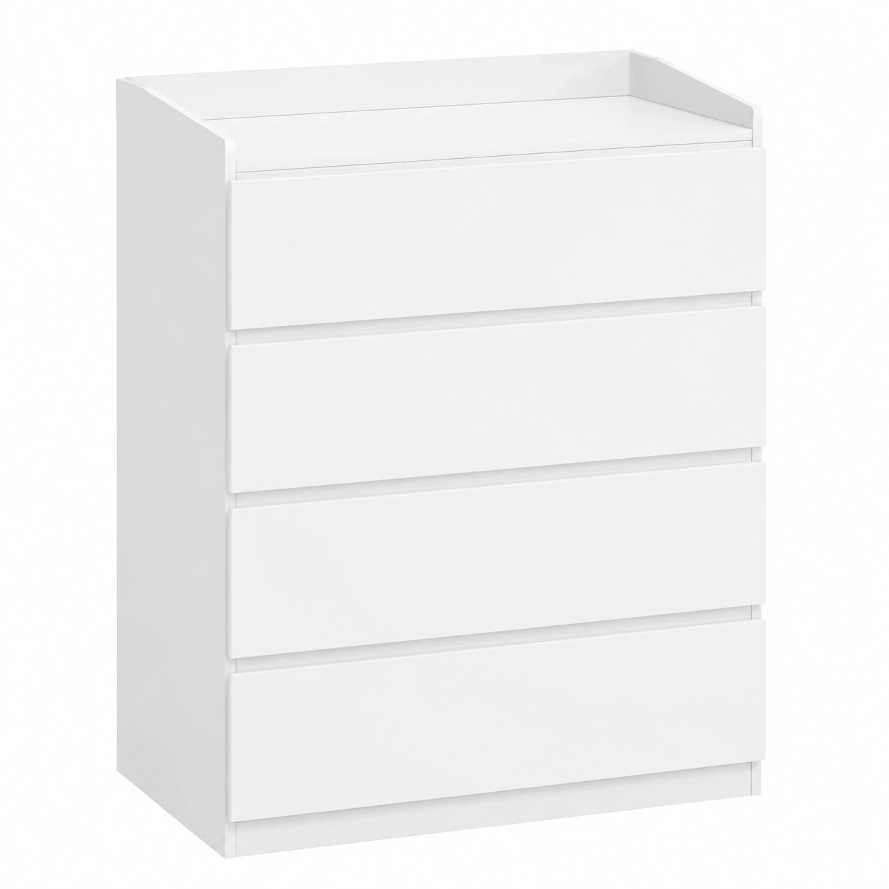 Hzuaneri 4-Schubladen-Kommode, 107 cm, mit Arbeitsfläche und Geländer, für Wohnzimmer & Schlafzimmer, Weiß, Modell DC32803X