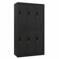 Metall-Schließfachschrank 6 Fächer, Stahlblech, pulverbeschichtet, 185x90x45 cm, schwarz