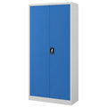 Hochwertiger Metallschrank mit Kleiderstange und Schloss, 185 x 90 x 45 cm, Hellgrau-Blau