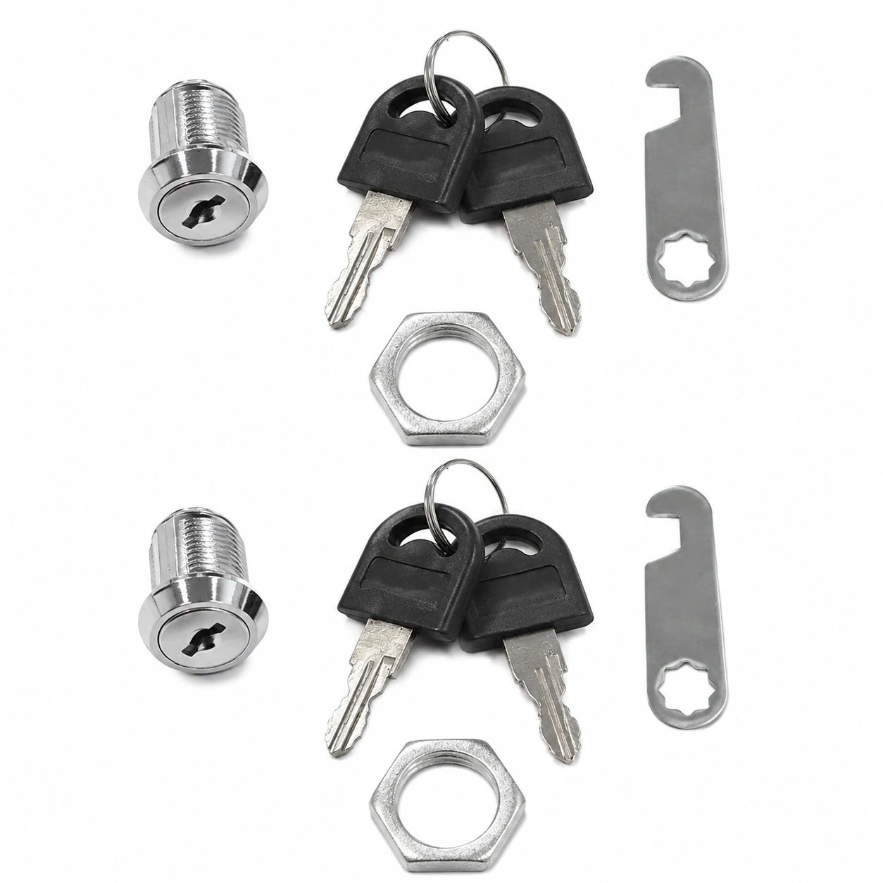 com-four® Set aus 2 Möbelschlössern mit Schlüssel, 16 mm