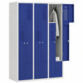 EUROKRAFT Z-Spindschrank mit 3 Fächern | Lichtgrau/Enzianblau | Breite 1185 mm