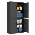 SONGMICS 4-türiger Stahlschrank mit verstellbaren Einlegeböden, Büroschrank, 5 Ebenen, 40 x 80 x 180 cm, abschließbar, mattschwarz