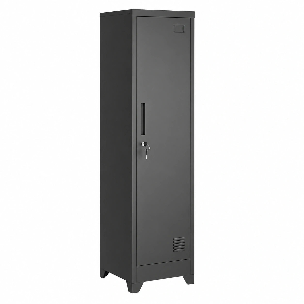 Dripex Stahl-Metallschrank mit Kleiderstange, abschließbarer Mehrzweck-Aufbewahrungsspind, für Büro, Schule und Garage, Schwarz, 150 x 38 x 38 cm