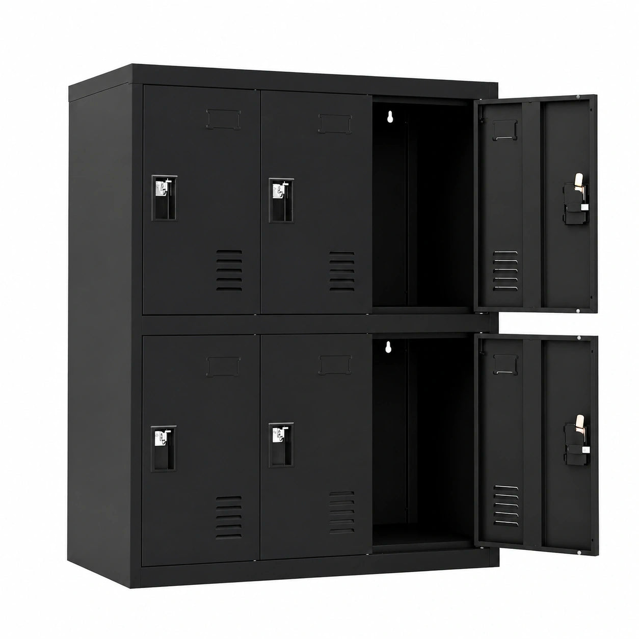 Metall-Aktenschrank mit Schloss für Büro und Zuhause, 6-türiger Stahlschrank in Schwarz