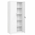 Stahl-Schrank mit Schloss, 5 Ebenen, verstellbare Ablagen, ideal für Büro und Garage, weiß