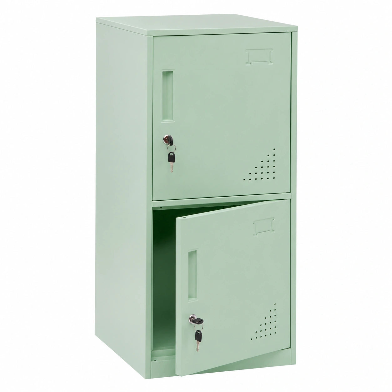 Stahlschrank mit 2 Fächern, abschließbar, 90x38x45cm, mintgrün