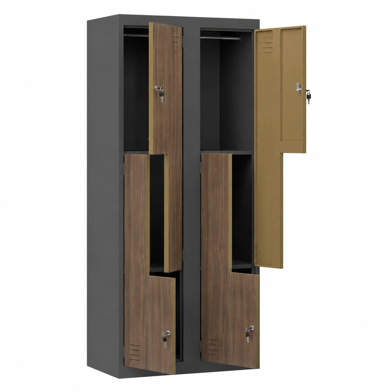Jan Nowak Domator Spindschrank Z02 mit 4 Abteilen, Belüftung, pulverbeschichtet, 185x80x45cm, Anthrazit-Holzoptik