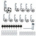 10er Set Zylinderschlösser 20mm mit 2 Schlossplatten und 20 individuellen Schlüsseln, Möbelschloss für Schubladen und Schränke
