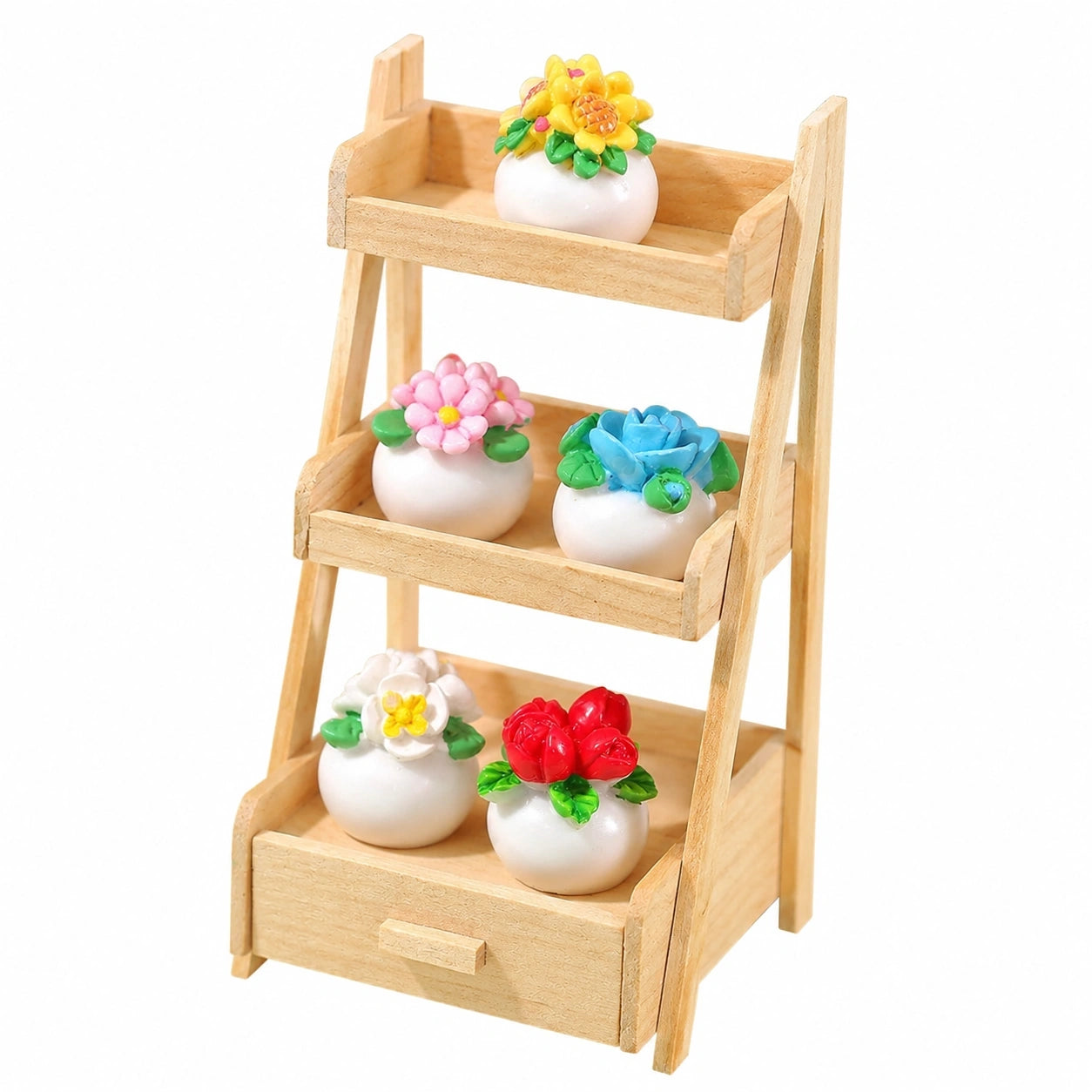Miniatur Puppenhaus Blumenregal Set, 1:12 Holzmodell-Deko für Kinder