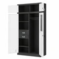 Moderner Mehrzweck-Aktenschrank mit Geheimfach und Spiegel, abschließbar, 185x90x50 cm, Anthrazit/Weiß